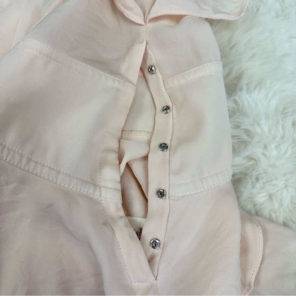 Rebecca Taylor 100% Silk Pink V Neck Blouse, 6 - Picture 8 of 8